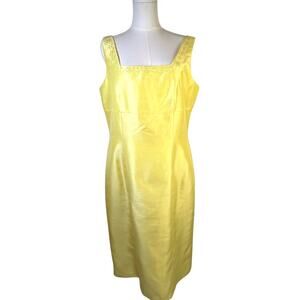 Vintage Maxie Klein Butter Yellow Midi Dress 14 Embellished Wedding Guest 90s
